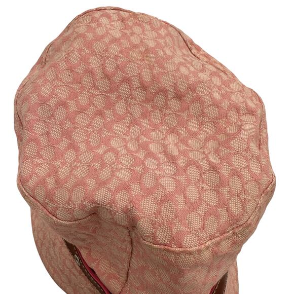 Coach Women's Pink Signature Logo Bucket Hat Leather Trim - Picture 9 of 9